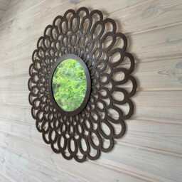 Daffodil Wall Mirror Openwork Birch Wood Frame, 24 In - thumbnail 2