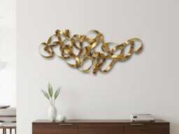 Handmade Gold Metal Wall Art - Statement Abstract Sculpture For Entryway Or Dining Room - thumbnail 1