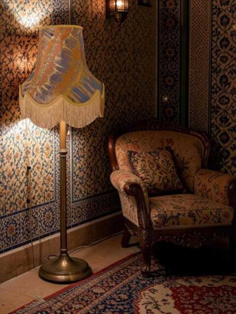 Aztec Inca Moroccan Fabric Lampshade With Gold Fringe Handmade For Ceiling Pendants Shades, Table & Floor Standard Lamp Shades - image 1