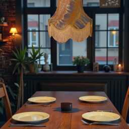 Aztec Inca Moroccan Fabric Lampshade With Gold Fringe Handmade For Ceiling Pendants Shades, Table & Floor Standard Lamp Shades - thumbnail 3