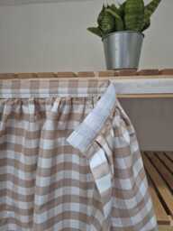 Beige Hook & Loop Sink Skirt, Checkered For Bathroom, Utility Vanity Shelf Self Skirt