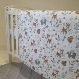 Baby Cot , Toddler Bedding Set Fitted Sheet Woodland Friends , Forest Animal Duvet Cover, Pure Cotton, Children's Room Decor - thumbnail 2