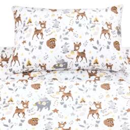 Baby Cot , Toddler Bedding Set Fitted Sheet Woodland Friends , Forest Animal Duvet Cover, Pure Cotton, Children's Room Decor - thumbnail 3