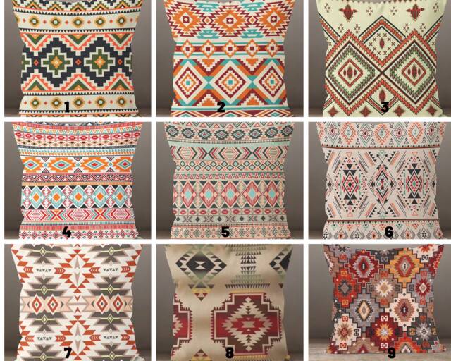 Kilim Ethnic Print Cushion Cover/Rug Design Pillow Case/Old Style Top/Decorative Aztec Home Decor/Housewarming Gift - image 1