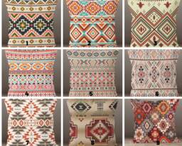 Kilim Ethnic Print Cushion Cover/Rug Design Pillow Case/Old Style Top/Decorative Aztec Home Decor/Housewarming Gift - thumbnail 1