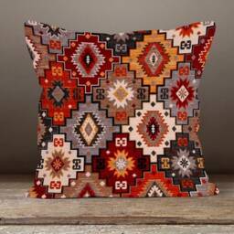Kilim Ethnic Print Cushion Cover/Rug Design Pillow Case/Old Style Top/Decorative Aztec Home Decor/Housewarming Gift - thumbnail 4