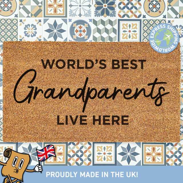 Personalized Grandparents Welcome Doormat, World's Best Live Here, Day Gift, Mothers & Fathers Gift - image 1