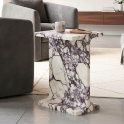 Luxury Side Table - Calacatta Viola Marble Modern Minimalist Design Perfect For Living Room Or Bedroom Nightstand & Bedside