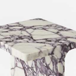 Luxury Side Table - Calacatta Viola Marble Modern Minimalist Design Perfect For Living Room Or Bedroom Nightstand & Bedside - thumbnail 3