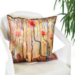 "Beige Decorative Pillow Case - Floral Fall Living Room Gift Boho Interior Decor 14x14"" 18x18" - thumbnail 2