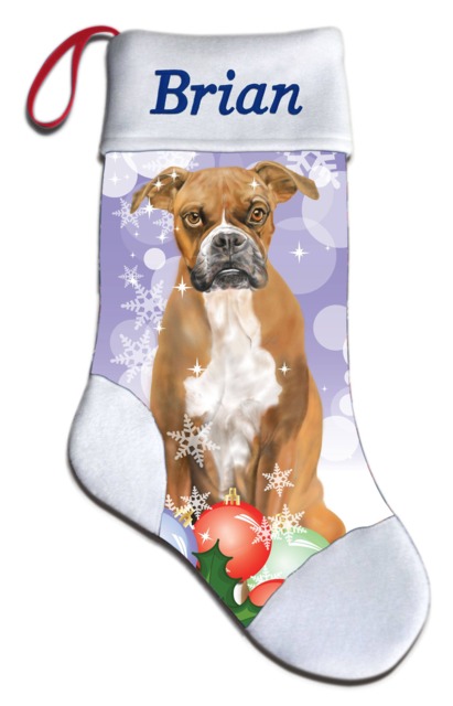 New Personalized Boxer Dog Puppy Lover Christmas Stocking Embroidered