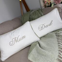Mum Dad Embroidered Cushion Mother's Day Gift Father's Present Birthday For Parents Size 12x20
