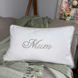 Mum Dad Embroidered Cushion Mother's Day Gift Father's Present Birthday For Parents Size 12x20 - thumbnail 2