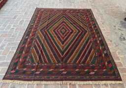 6x8 Afghan Wool Flatweave Rug - Hand-Knotted Vegatable Dyed Kilim Carpet Tribal Boho Geometric Design For Home & Studio Decor Gift - thumbnail 1
