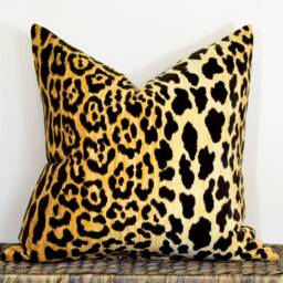 Chinoiserie Chic Leopard Velvet Pillow Cover Cotton Cushion Animal Print Throw Black Gold Beige Jaguar Low Pile - thumbnail 2