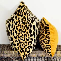 Chinoiserie Chic Leopard Velvet Pillow Cover Cotton Cushion Animal Print Throw Black Gold Beige Jaguar Low Pile - thumbnail 4