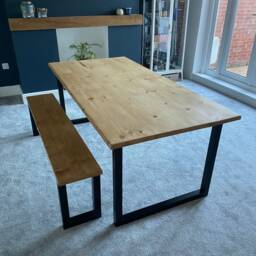 Table & Benches - Dining With Bench Rustic - thumbnail 2