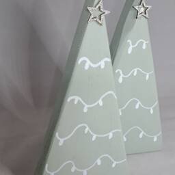 Wooden Christmas Tree - Hand Painted Ornament Unique Decor Gift Decoration - thumbnail 2