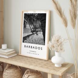 Barbados Travel Poster Black & White Caribbean Art Print - thumbnail 3