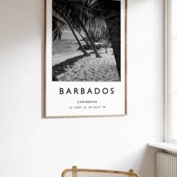 Barbados Travel Poster Black & White Caribbean Art Print - thumbnail 2