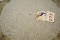 Handmade Chunky Knit Round Rug Gray Cotton Nursery Carpet - thumbnail 1
