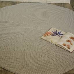 Handmade Chunky Knit Round Rug Gray Cotton Nursery Carpet - thumbnail 4
