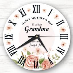 The Best Grandma Mother's Day Gift Watercolour Floral Personalised Clock - thumbnail 1