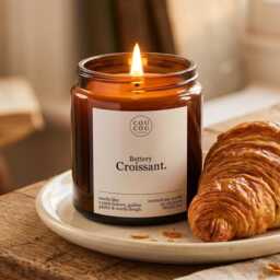 Buttery Croissant Candle, Scented Soy Wax, Luxury Bakery Candle Gift - thumbnail 1