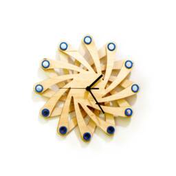 Handmade Birch Plywood Galaxy Clock Blue Ringed Wooden Wall Decor - thumbnail 2