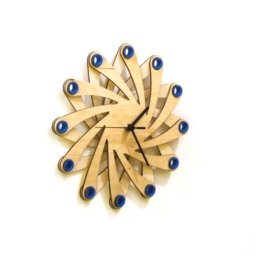 Handmade Birch Plywood Galaxy Clock Blue Ringed Wooden Wall Decor - thumbnail 3
