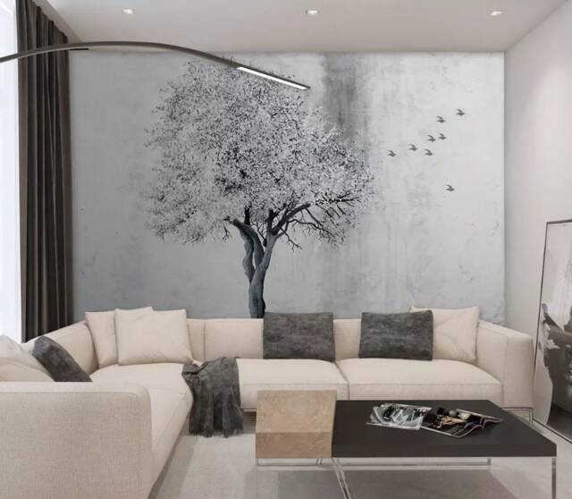 3D Tree Wallpaper, Bird Wall Mural, Peel & Stick, Removable Wallpaper - image 1
