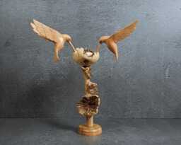 Handmade Hummingbird Figurine Birds On A Tree Sculpture 9 - thumbnail 1