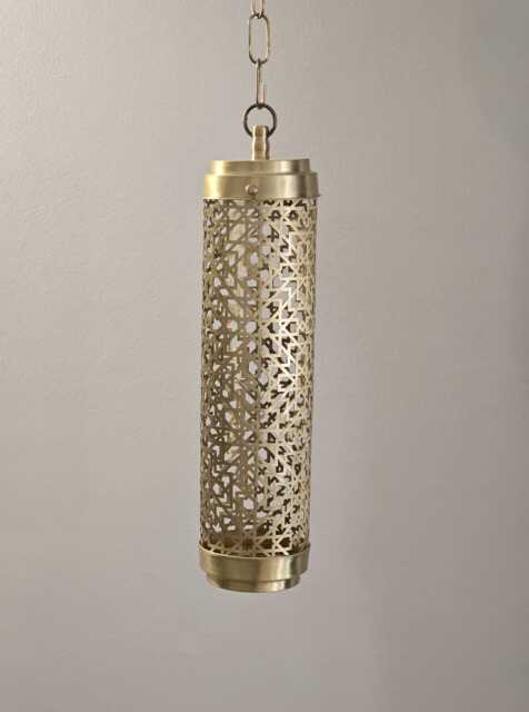 Moroccan Brass Pendant Light in Cylinder Shape - image 1