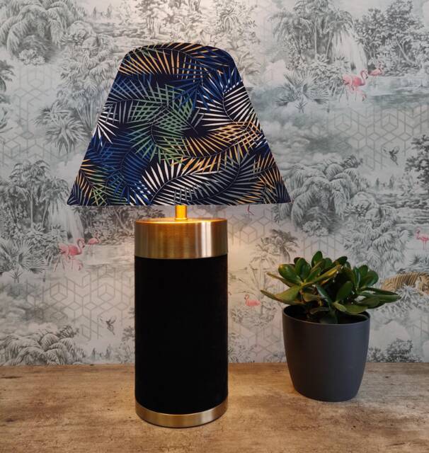 Navy Botanical Empire Lampshade Conical Blue Leaves Tapered Lamp Shade - image 1