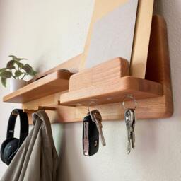 Entryway Organizer, Wall Mount Coat Rack With Shelf, Magnetic Key Holder - thumbnail 3
