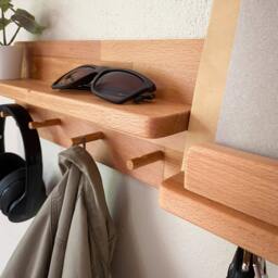 Entryway Organizer, Wall Mount Coat Rack With Shelf, Magnetic Key Holder - thumbnail 4