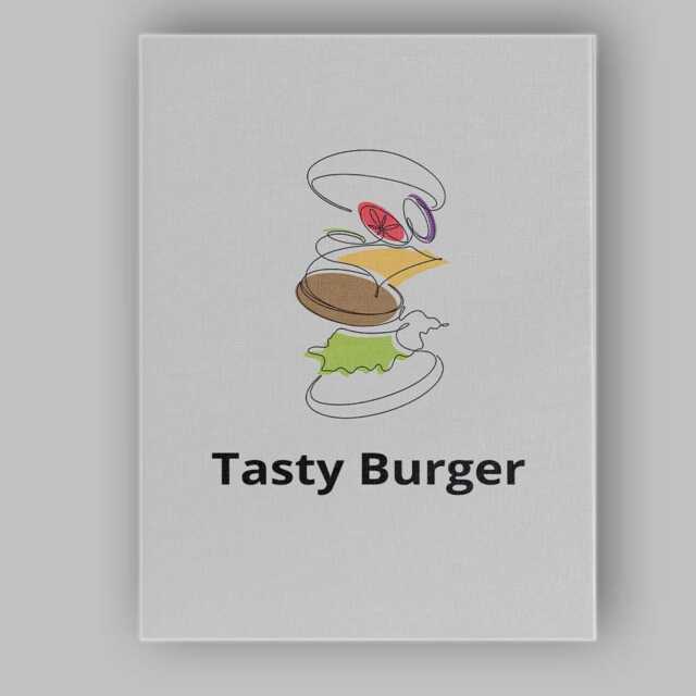 Minimalist Abstract Burger Ingredients Line Art Canvas Wall Print Decor Picture Ready To Hang - image 1
