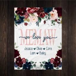 Mom Christmas Gift, Blanket, Present, Floral Style Personalized Gift For Grandparent - thumbnail 2