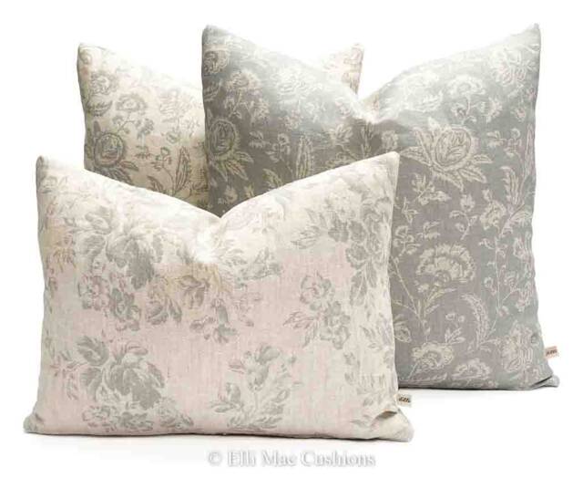 Cabbages & Roses French Toile Blue Fabric Linen Designer Sofa Throw Cushion Pillow Cover - image 1