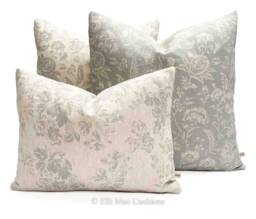 Cabbages & Roses French Toile Blue Fabric Linen Designer Sofa Throw Cushion Pillow Cover - thumbnail 1