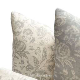Cabbages & Roses French Toile Blue Fabric Linen Designer Sofa Throw Cushion Pillow Cover - thumbnail 3