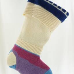 Christmas Stocking Felt Felted Wool Kristin For Miller's Ooak Horse Western Off White Purple Blue Recycled Repurposed Upcycled 745 - thumbnail 3