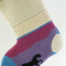 Christmas Stocking Felt Felted Wool Kristin For Miller's Ooak Horse Western Off White Purple Blue Recycled Repurposed Upcycled 745 - thumbnail 2