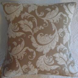 Taupe Floral Pillow Cover Neutral Home Decor, Cotton Throw - thumbnail 2