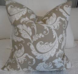 Taupe Floral Pillow Cover Neutral Home Decor, Cotton Throw - thumbnail 1