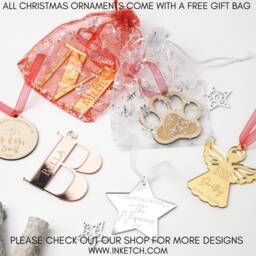 Reindeer Decoration Wooden Ornament Christmas Tree Personalised Bauble Name Rudolph - thumbnail 3