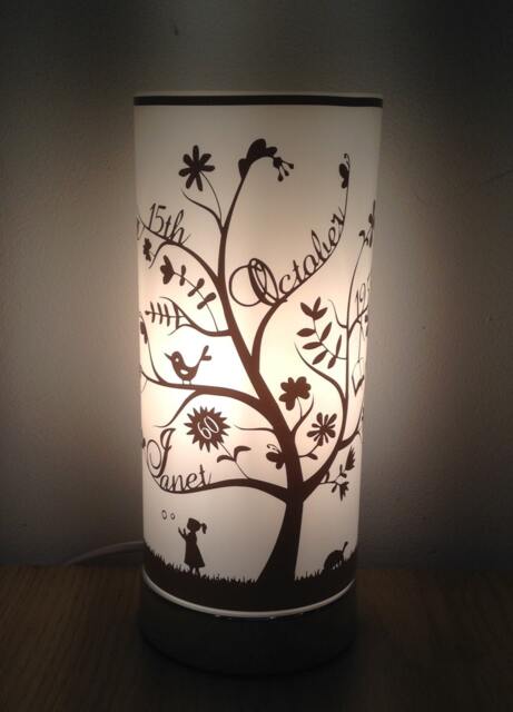 Personalised Family Tree Lamp Frosted Glass Bedside Table Lamp - image 1
