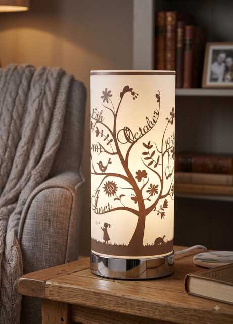 Personalised Family Tree Lamp Frosted Glass Bedside Table Lamp - image 1
