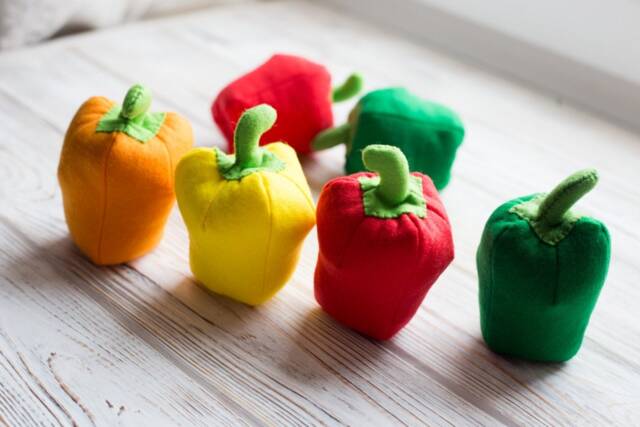 Pepper Play Food - Felt Food, Vegetables, Fruit, Pretend Kids Kitchen, Plush Toy, Cooking Toys, Doll Fake Farmers Market For Baby - image 1