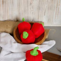 Pepper Play Food - Felt Food, Vegetables, Fruit, Pretend Kids Kitchen, Plush Toy, Cooking Toys, Doll Fake Farmers Market For Baby - thumbnail 3